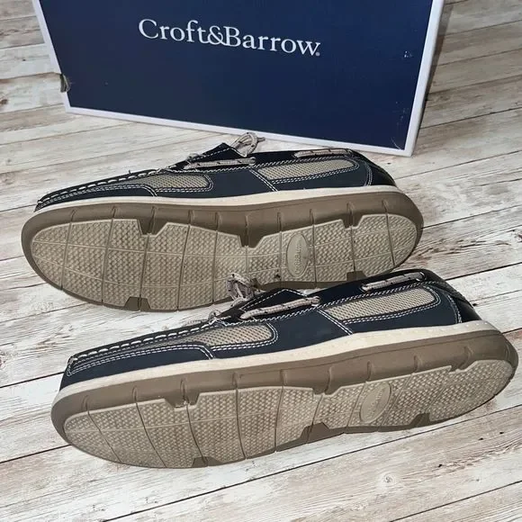 Croft & Barrow Connor Navy Boat Shoes Core Technology EUC Leather - Picture 12 of 14